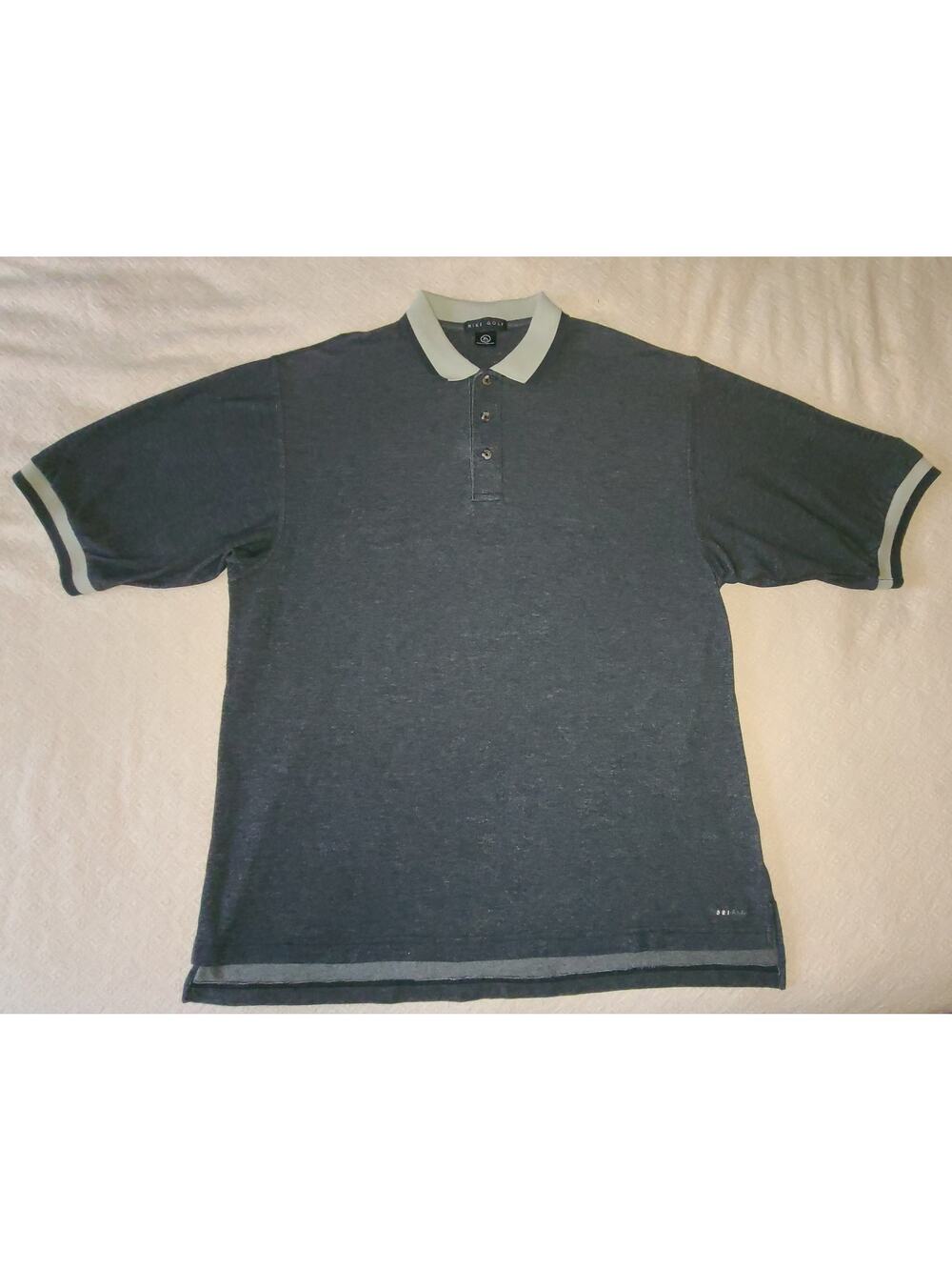 Nike Golf Polo Shirt Mens XL Black/Gray Dri-FIT Performance Swoosh Logo